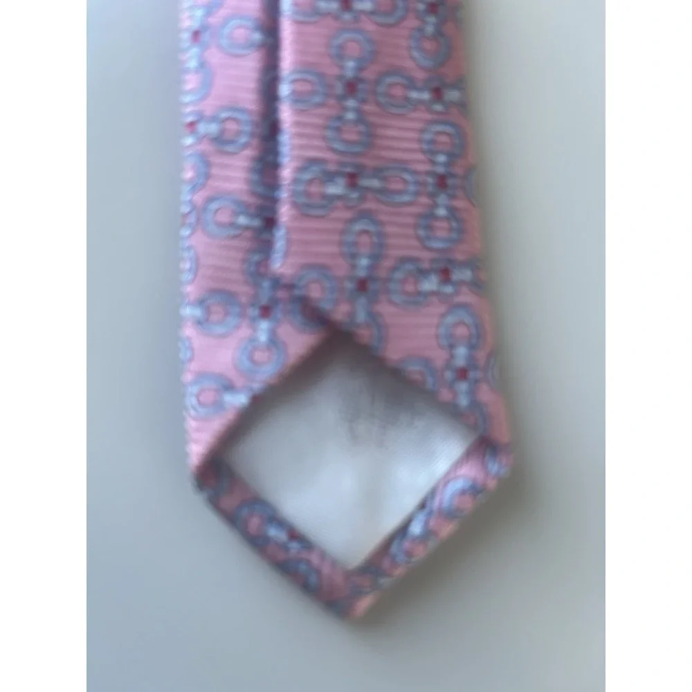 Brooks Brothers 346 Silk Tie USA Made Printed Italy PINK Interlocking 57